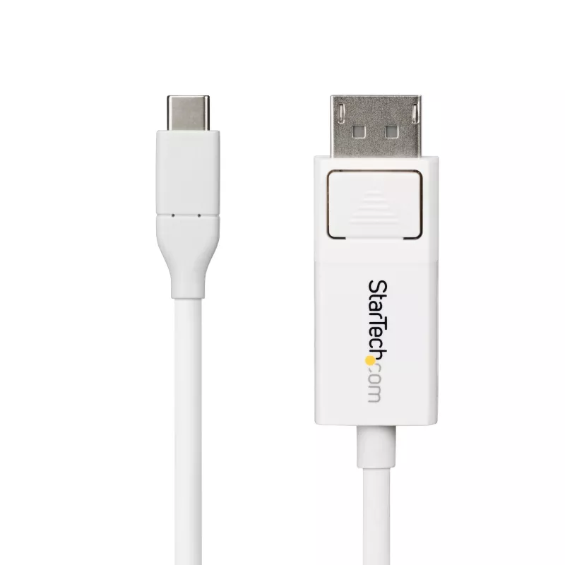 StarTech.com 6ft (2m) USB-C to DisplayPort 1.2 kabel, Bidirectional, 4K 60Hz, biały Video Adapter Cord for Apple MacBook Pro / Air M1 M2 M3 M4, Mac Mini / Studio, Thunderbolt Kompatybilny