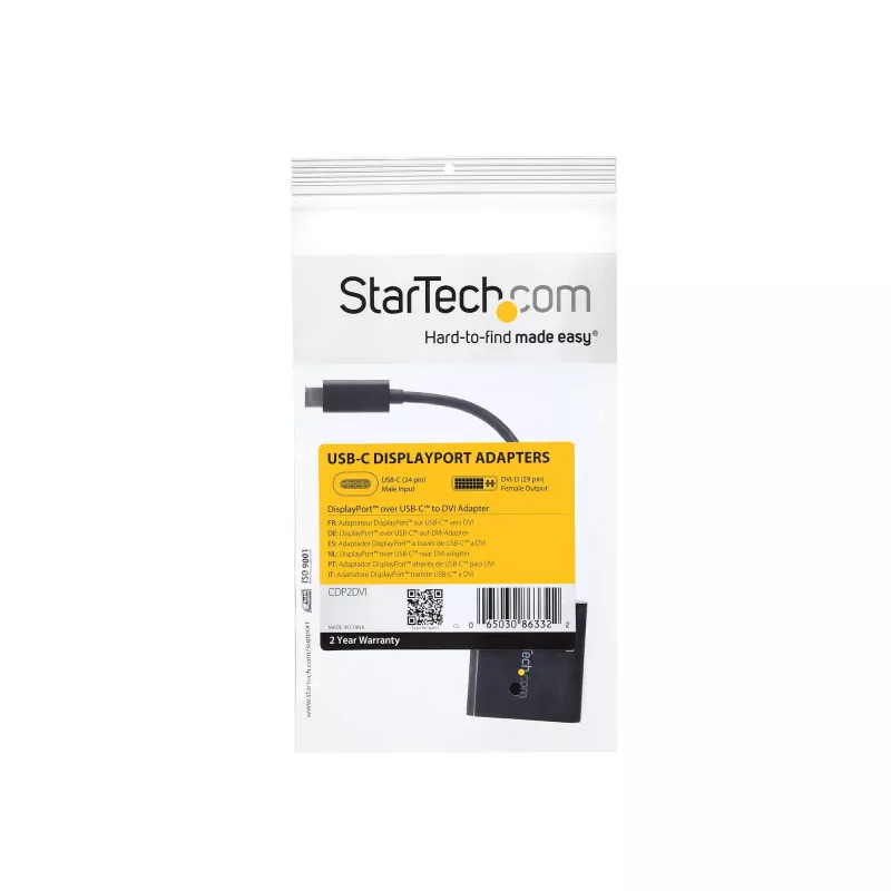StarTech.com Adapter USB-C na DVI - Czarny - 1920x1200 - Konwerter wideo USB typu C dla twojego wyświetlacza/monitora/projektora DVI-D - Ulepszona wersja to CDP2DVIEC