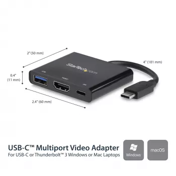 StarTech.com USB-C Multiport Adapter z HDMI - Port USB 3.0 - 60W PD - Czarny