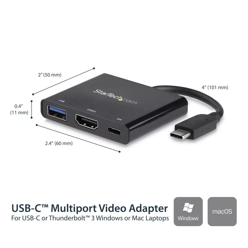 StarTech.com USB-C Multiport Adapter z HDMI - Port USB 3.0 - 60W PD - Czarny
