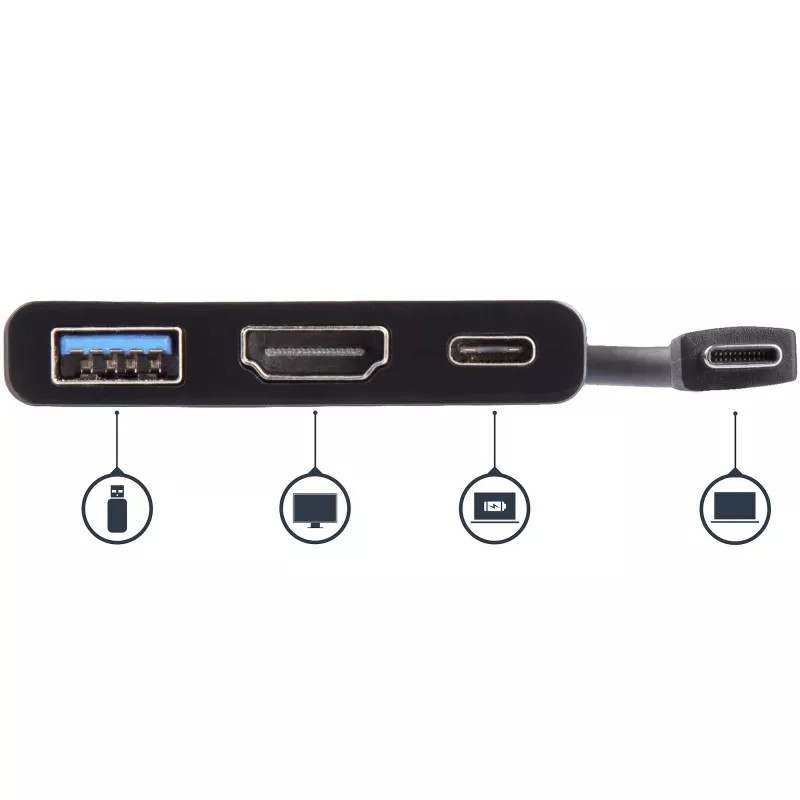 StarTech.com USB-C Multiport Adapter z HDMI - Port USB 3.0 - 60W PD - Czarny