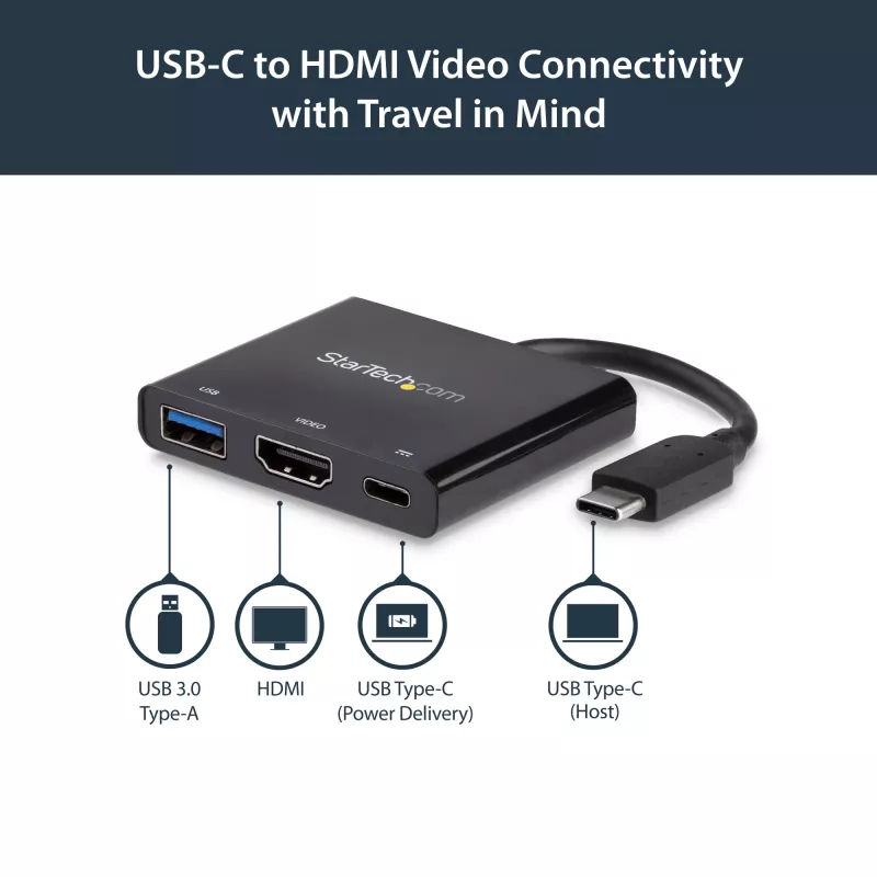 StarTech.com USB-C Multiport Adapter z HDMI - Port USB 3.0 - 60W PD - Czarny