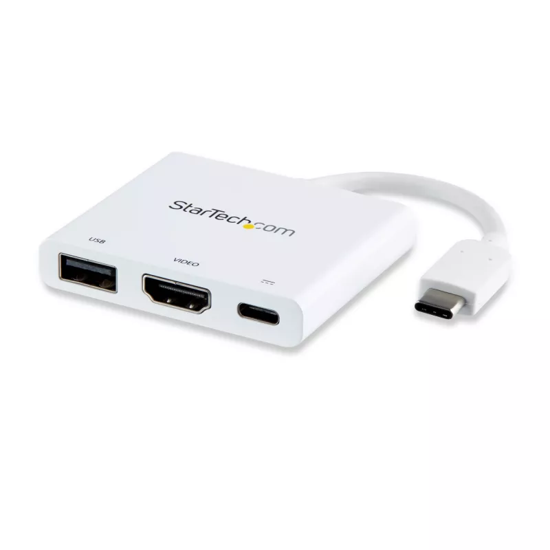 StarTech.com Wieloportowy adapter USB-C z HDMI - port USB 3.0 - 60 W PD - biały
