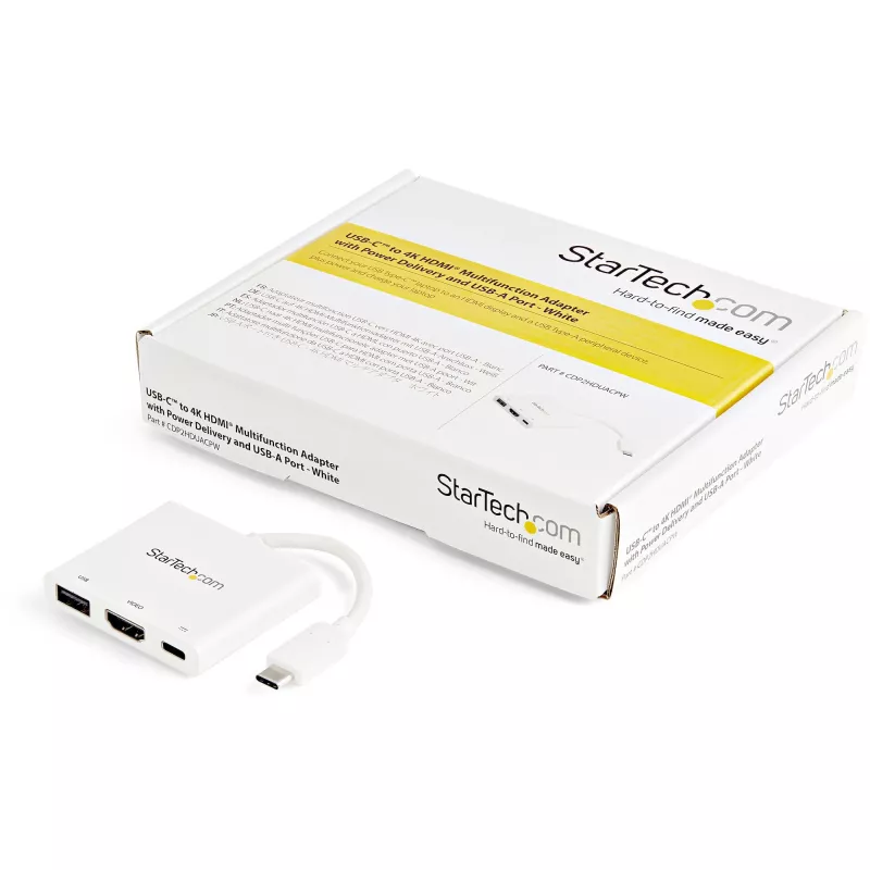 StarTech.com Wieloportowy adapter USB-C z HDMI - port USB 3.0 - 60 W PD - biały