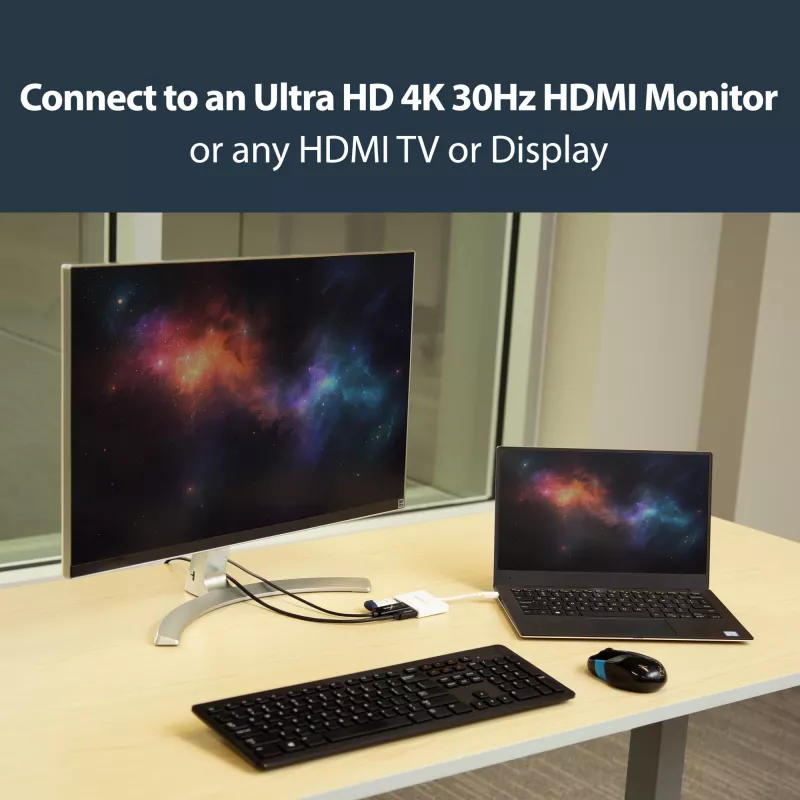 StarTech.com Wieloportowy adapter USB-C z HDMI - port USB 3.0 - 60 W PD - biały