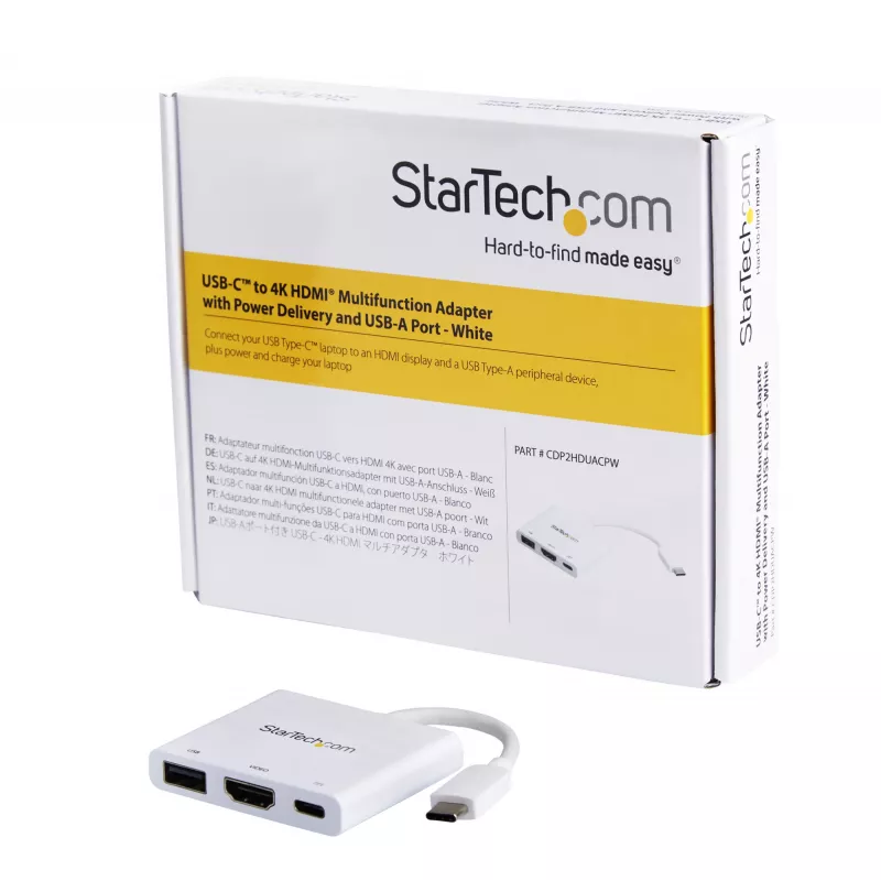 StarTech.com Wieloportowy adapter USB-C z HDMI - port USB 3.0 - 60 W PD - biały