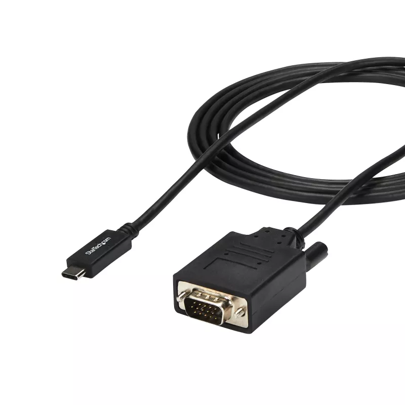StarTech.com 6 ft/2 m Kabel USB-C do VGA - 1920x1200/1080p Aktywny adapter kablowya wideo USB-C do VGA - Kompatybilny z Thunderbolt 3 - Laptop do monitora/projektora VGA - DP Alt Mode HBR2