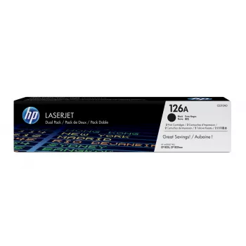 HP 126A, zestaw 2 szt., oryginalny czarny toner LaserJet, wydajność 2400 stron, czarny, 2 szt.