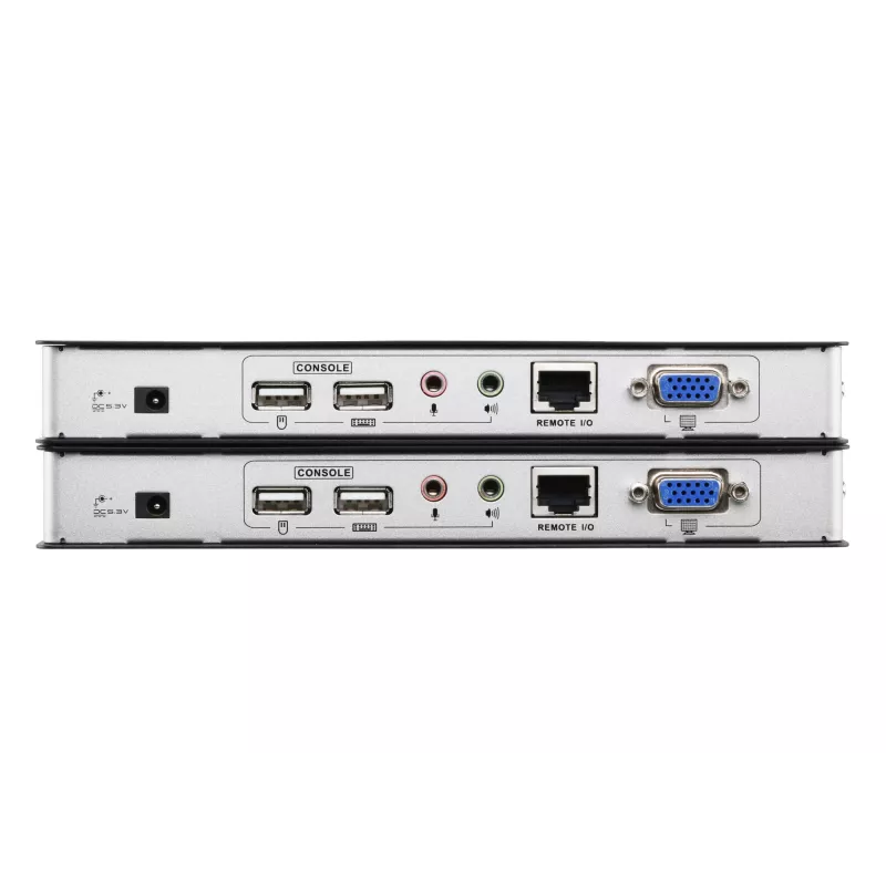 Przedłużacz KVM USB VGA ATEN z audio i RS-232 (200 m), nadajnik i odbiornik, przewodowy, 200 m, Cat5, 1920 x 1200 pikseli, przyciski