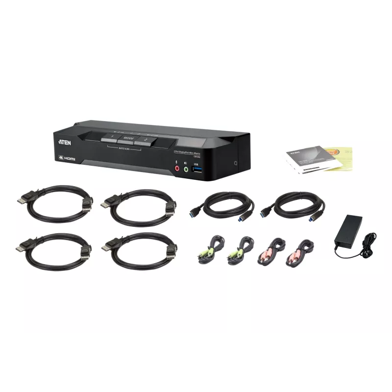 ATEN 2-portowy mini-macierzowy KVM Boundless z Dual Display 4K DisplayPort