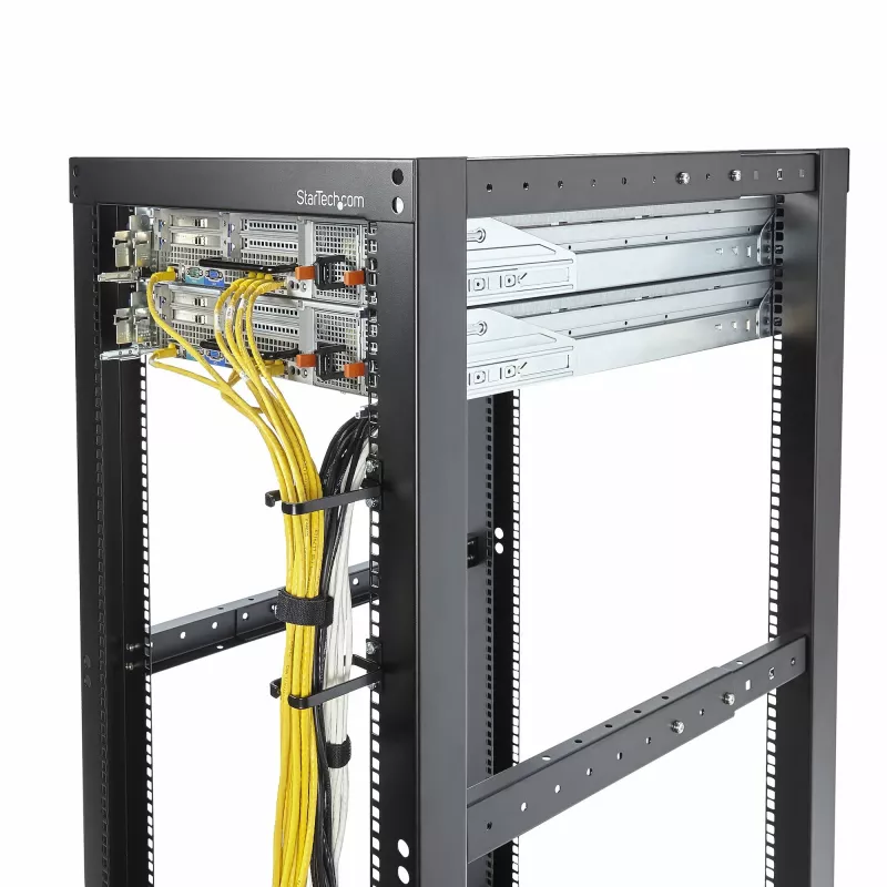 StarTech.com Zestaw 5 szt. pionowych haków typu D-ring do zarządzania kablami 1U, organizer kabli do szaf serwerowych/szaf stojących 19 cali, porządkowniki kabli w szafach sieciowych, pierścienie prowadzące kable