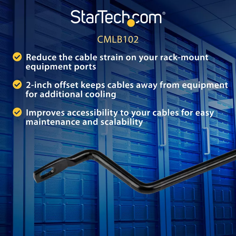 Poziome listwy do wiązania kabli StarTech.com z przesunięciem 2 cale do szaf rack - 10 sztuk