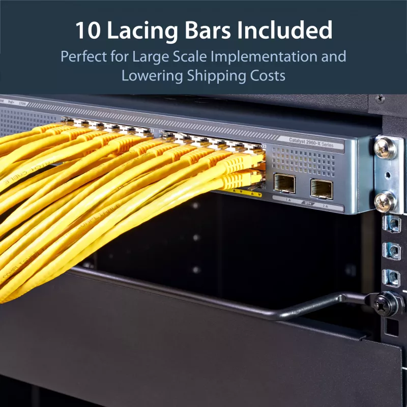 Poziome listwy do wiązania kabli StarTech.com z przesunięciem 2 cale do szaf rack - 10 sztuk