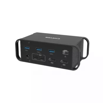 Stacja dokująca CANYON CNS-HDS95ST — USB-C (USB 3.2 Gen 2) stacja dokująca z 2× HDMI, 2× USB 3.2 Gen1, 2× USB 2.0, Gigabit Ethernet, 100W, aluminium, czarna