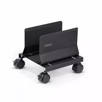 StarTech.com Wózek na komputer typu tower, jezdny mobilny stojak na CPU na kółkach, maks. obciążenie 21 kg, regulowany uchwyt na obudowę PC, podstawa podłogowa pod biurko, wózek stalowy