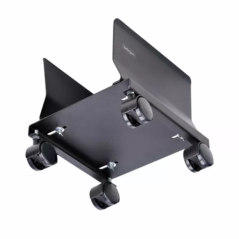 StarTech.com Wózek na komputer typu tower, jezdny mobilny stojak na CPU na kółkach, maks. obciążenie 21 kg, regulowany uchwyt na obudowę PC, podstawa podłogowa pod biurko, wózek stalowy