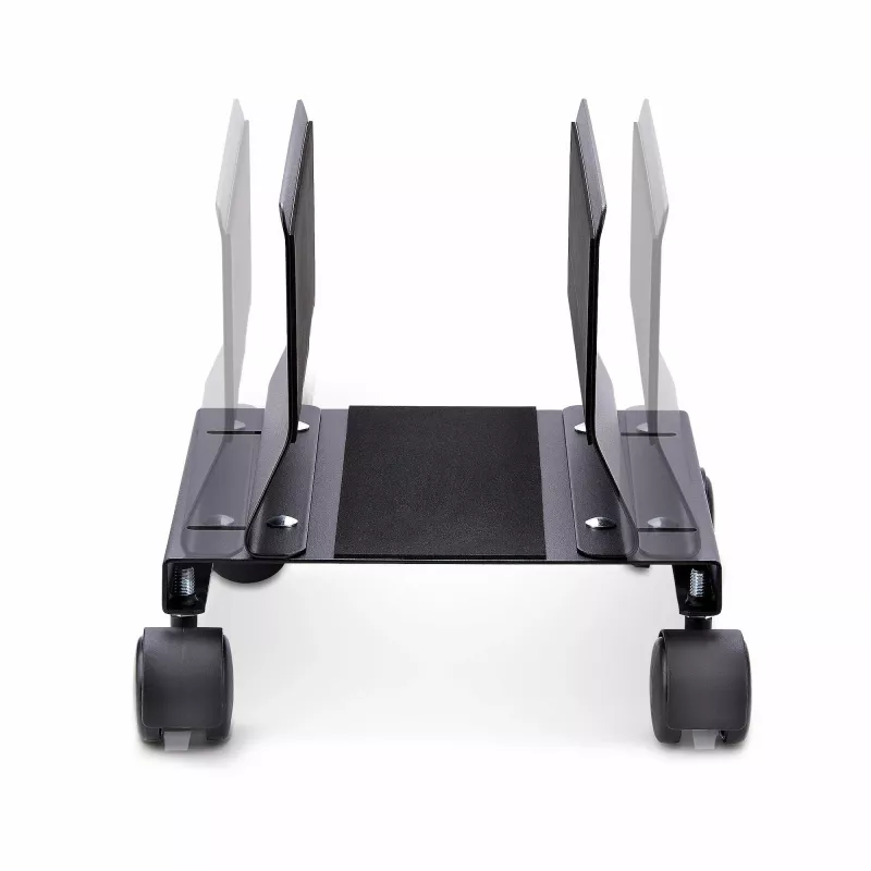 StarTech.com Wózek na komputer typu tower, jezdny mobilny stojak na CPU na kółkach, maks. obciążenie 21 kg, regulowany uchwyt na obudowę PC, podstawa podłogowa pod biurko, wózek stalowy