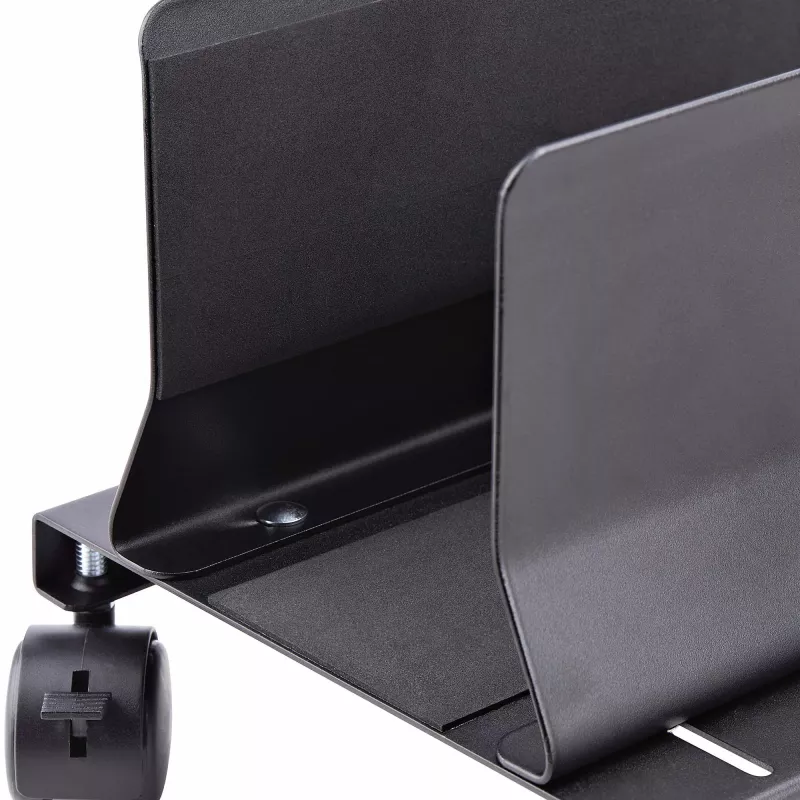 StarTech.com Wózek na komputer typu tower, jezdny mobilny stojak na CPU na kółkach, maks. obciążenie 21 kg, regulowany uchwyt na obudowę PC, podstawa podłogowa pod biurko, wózek stalowy