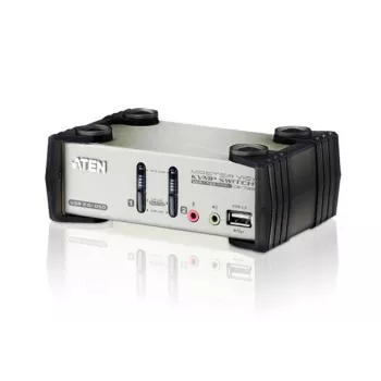 Przełącznik KVM ATEN 2-Port USB - PS/2 VGA z audio i hubem USB 2.0 (w zestawie kable KVM)