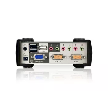 Przełącznik KVM ATEN 2-Port USB - PS/2 VGA z audio i hubem USB 2.0 (w zestawie kable KVM)