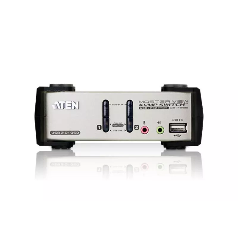 Przełącznik KVM ATEN 2-Port USB - PS/2 VGA z audio i hubem USB 2.0 (w zestawie kable KVM)