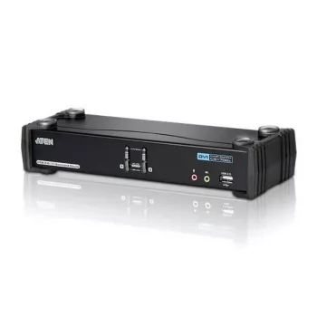 Przełącznik KVM ATEN 2-portowy USB DVI Dual Link z audio i hubem USB 2.0 (kable KVM w zestawie)