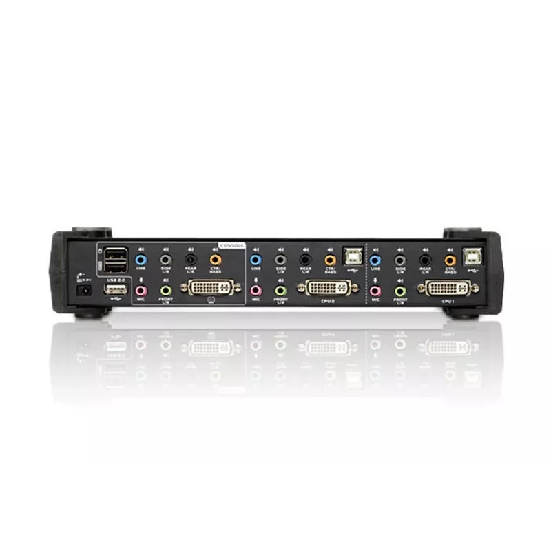 Przełącznik KVM ATEN 2-portowy USB DVI Dual Link z audio i hubem USB 2.0 (kable KVM w zestawie)