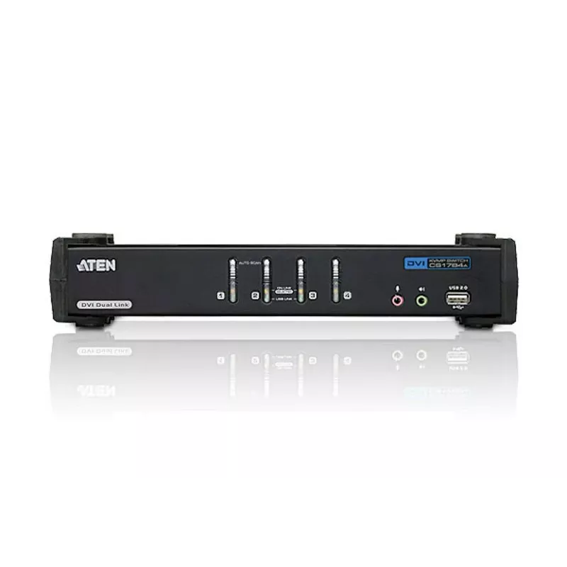 ATEN 4-Port USB DVI Dual Link KVM Switch with Audio & USB 2.0 Hub (KVM cables included)