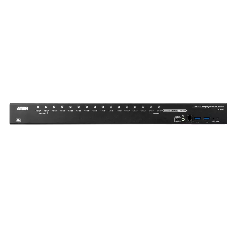 Przełącznik KVM ATEN 16-portowy USB 3.0 4K DisplayPort, 4096 x 2160 pikseli, 4K Ultra HD, 26,66 W, Czarny