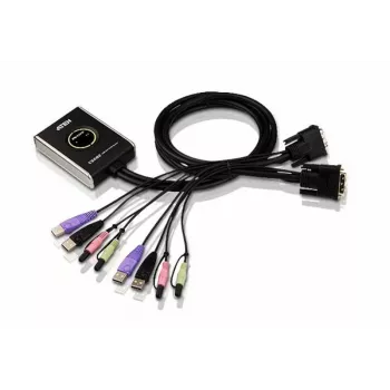 ATEN 2-Port USB DVI KVM Switch with Audio, 1920 x 1200 pixels, WUXGA, 1.9 W, Czarny