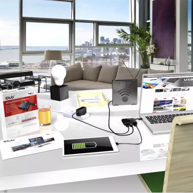 CLUB3D USB Type-C na Ethernet + USB 3.0 + ładowanie USB Type-C Mini stacja dokująca