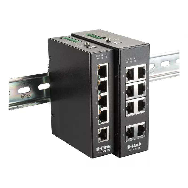 Niezarządzalny przemysłowy przełącznik 8-portowy D-Link z 8 portami 10/100 BaseT(X)