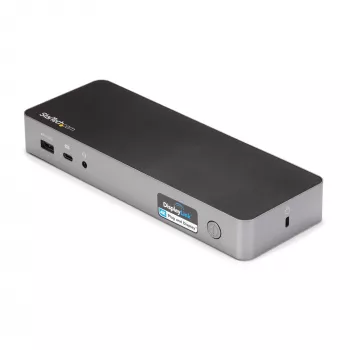 StarTech.com Uniwersalna stacja dokująca do laptopa, hybrydowa USB-C i USB-A, podwójny 4K DP i HDMI, 60W PD, Mac / Windows / Chrome OS, 4-portowy hub USB 5Gbps, GbE