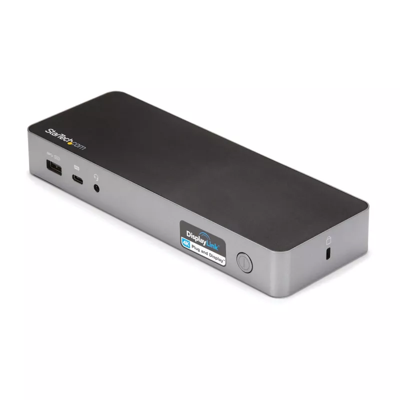 StarTech.com Uniwersalna stacja dokująca do laptopa, hybrydowa USB-C i USB-A, podwójny 4K DP i HDMI, 60W PD, Mac / Windows / Chrome OS, 4-portowy hub USB 5Gbps, GbE