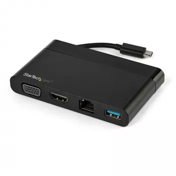 StarTech.com USB C Multiport Adapter z HDMI, VGA, Gigabit Ethernet i USB 3.0 - USB C do 4K HDMI lub 1080p VGA Mini Hub Stacji Dokującej - Podróżna Stacja Dokująca USB Type-C dla Laptopów USB-C