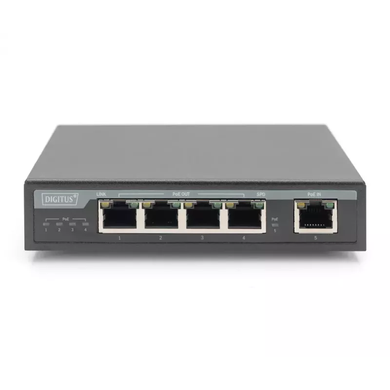 Digitus 4-portowy Gigabitowy przedłużacz 4PPoE 802.3at 60 W Czarny