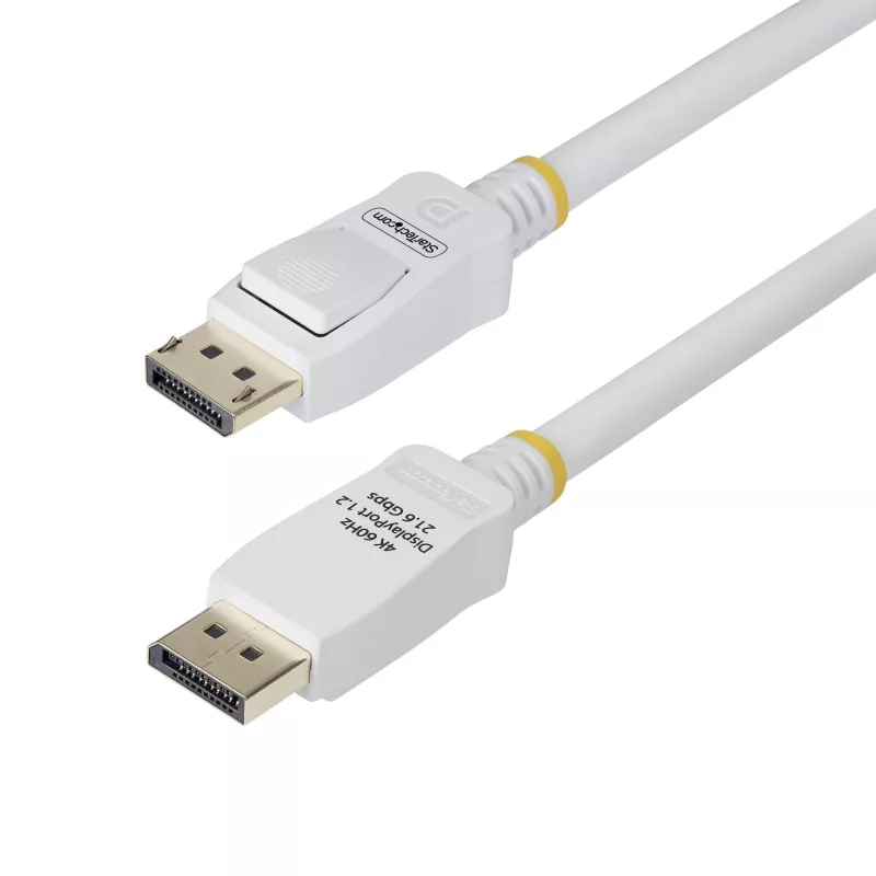 StarTech.com 10ft (3m) biały kabel DisplayPort 1.2 z certyfikatem VESA, 4K 60Hz, 21,6Gbps, złącza DP z zatrzaskiem, kabel DisplayPort DP 1.2, przewód do monitora DP, M/M