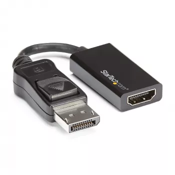 StarTech.com Adapter DisplayPort na HDMI - Aktywny konwerter wideo DP 1.4 na HDMI 2.0 4K 60 Hz - Przejściówka kabel DisplayPort na HDMI do monitora/telewizora/wyświetlacza - Zatrzaskowe złącze DP