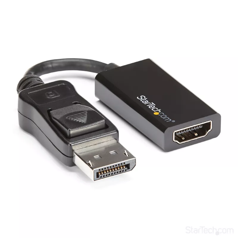 StarTech.com Adapter DisplayPort na HDMI - Aktywny konwerter wideo DP 1.4 na HDMI 2.0 4K 60 Hz - Przejściówka kabel DisplayPort na HDMI do monitora/telewizora/wyświetlacza - Zatrzaskowe złącze DP