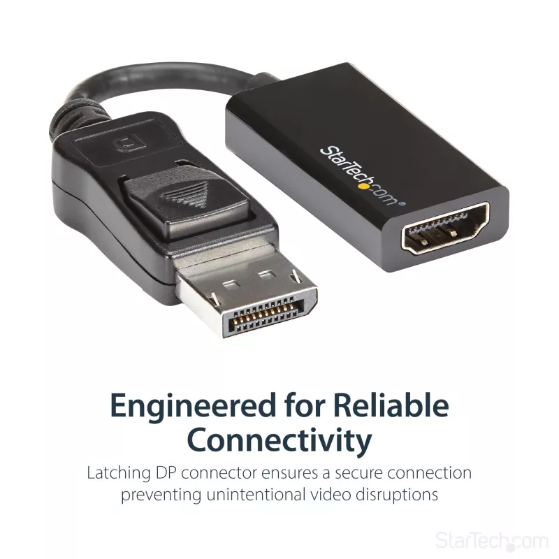 StarTech.com Adapter DisplayPort na HDMI - Aktywny konwerter wideo DP 1.4 na HDMI 2.0 4K 60 Hz - Przejściówka kabel DisplayPort na HDMI do monitora/telewizora/wyświetlacza - Zatrzaskowe złącze DP