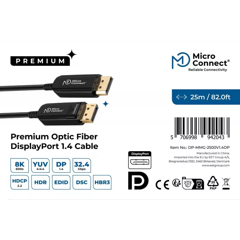 Kabel DisplayPort Microconnect DP-MMG-2500V1.4OP 25 m czarny