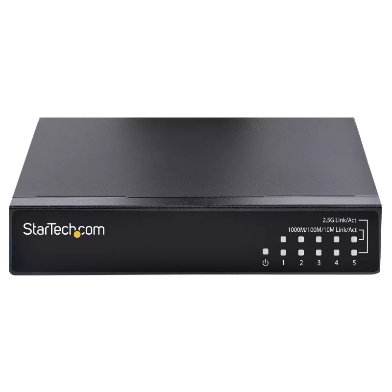 StarTech.com Niezarządzalny przełącznik 2,5G - 5-portowy przełącznik Gigabit - Niezarządzalny przełącznik Ethernet 2.5GBASE-T - Rozdzielacz Ethernet - Montaż na szynie DIN lub na ścianie - Multi-Gigabit - Auto-MDIX - Ramki Jumbo 9K