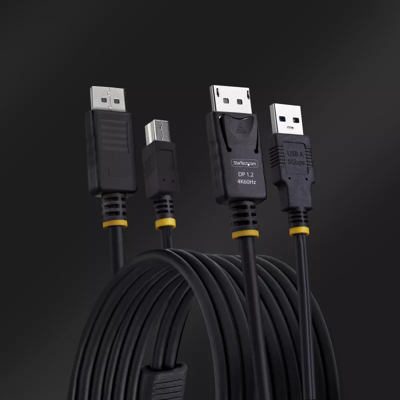 StarTech.com 1,8 m kabel KVM DisplayPort i USB 5 Gb/s, 4K 60 Hz, uniwersalnie kompatybilny kabel combo DP 1.2/USB 3.0 do przełączników KVM