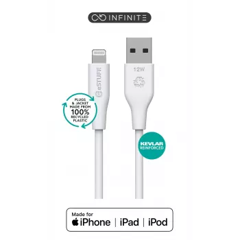 Kabel Lightning eSTUFF ES601170 1m USB A 2.4A 5V Biały