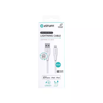 Kabel Lightning eSTUFF ES601170 1m USB A 2.4A 5V Biały