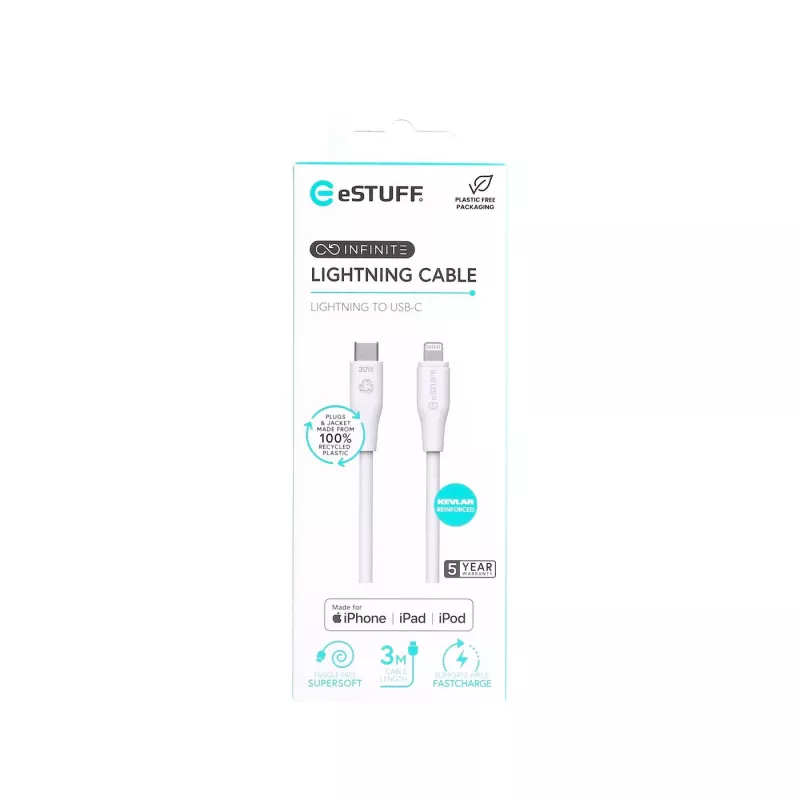 Kabel Lightning eSTUFF ES602370 3m USB C 2.4A 5V
