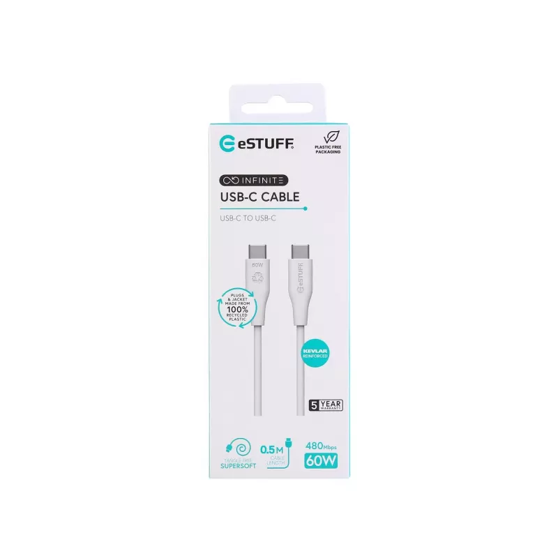 eSTUFF ES604070 Kabel USB USB 2.0 0,5 m USB C Biały