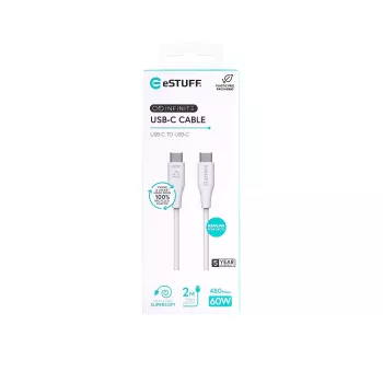 Kabel USB eSTUFF ES604270 2m USB C Biały USB 2.0 0,48 Gbit/s