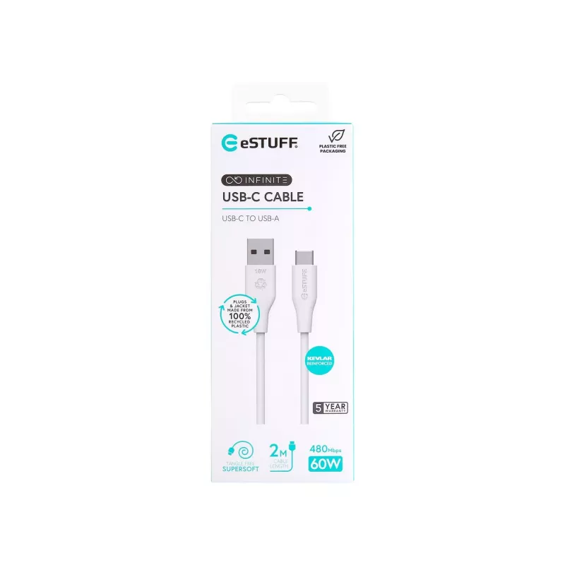 eSTUFF ES605270 Kabel USB USB 2.0 2 m USB C USB A Biały