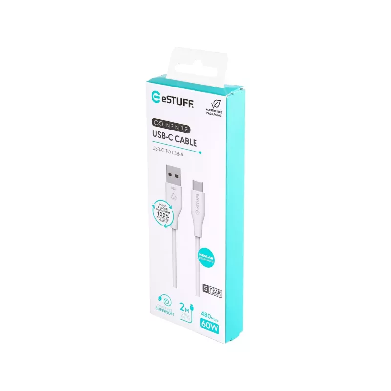 eSTUFF ES605270 Kabel USB USB 2.0 2 m USB C USB A Biały